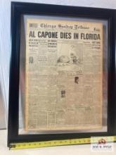 1947 "Chicago Sunday Tribune:Al Capone Dies In Florida" Newspaper