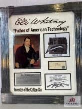 Eli Whitney "Cotton Gin" Signed Cut Photo Frame
