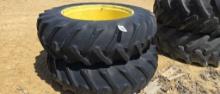 (2) 9 BOLT DUAL RIMS WITH 18.4 X 38 TIRES