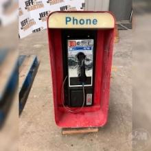 VINTAGE METAL COIN OPERATED PHONE IN METAL FRAME