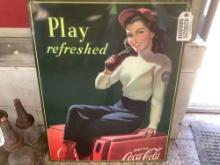 COCA COLA PLAY REFRESHED SIGN 28”......X22”......