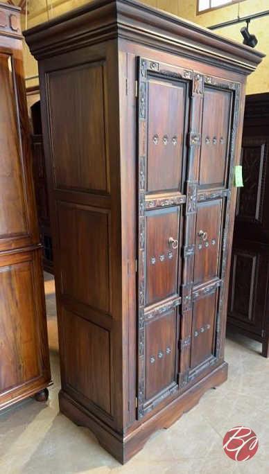 NEW Indonesia Hand Carved Mahogany 2-Door Storage