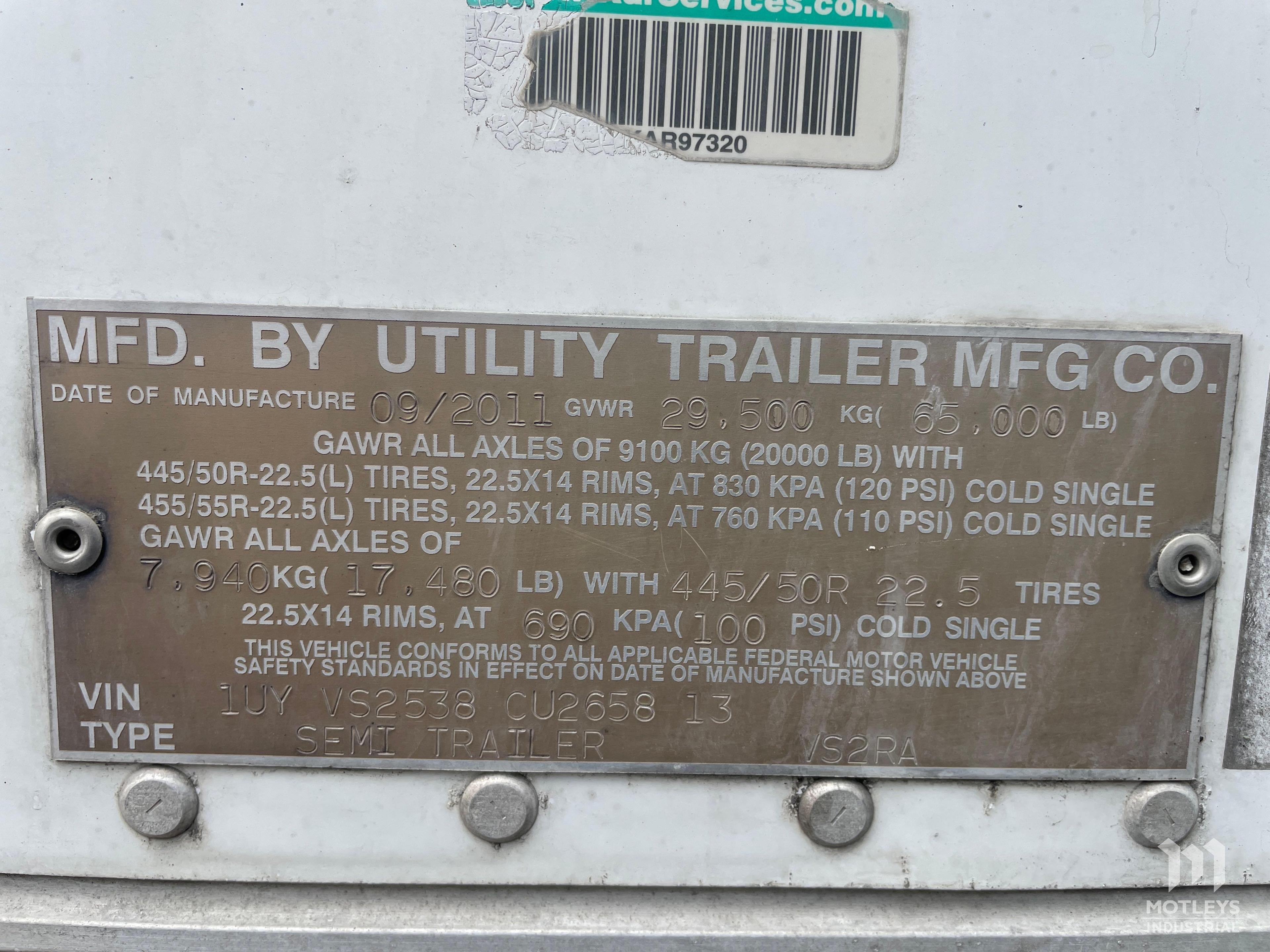 2012 53' Utility Reefer Trailer