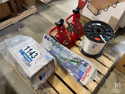 Pallet Lot: Jack Stands, Tow Hitch, Head Gaskets, and Electrical Pull Cord
