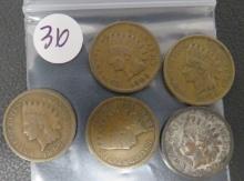 1897, 1898, 1900, 1901, 1903 Indian Head Cent