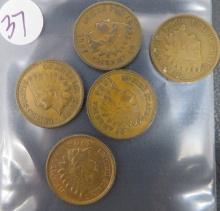 1904, 1905, 1906, 1907, 1908 Indian Head Cent