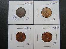 1946-D, 1955-S, 1957, 1958-D Wheat Penny