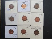 1961-D, 1962, 1968-D, (2) 1968-D, 1970-S, (3) 1973-D, Error Coin- Lincoln Memory Penny