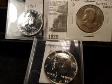 Group of Silver Half Dollars: 1961 P Proof, 63 D BU DDR E Pluribus Unum, & 1964 P Proof.