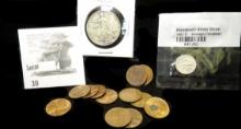 1945 S Walking Liberty Half Dollar; (13) higher grade Lincoln Cents; & 1962 D Roosevelt Dime in Litt