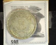 1957 Egypt 25 Piastres National Assembly Inauguration .720 F.S. K&M#389. EF.