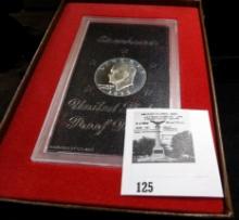 1973 S Silver Proof Eisenhower Dollar in original brown box of issue.