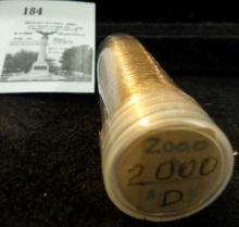 (1) 2000 D Gem UNC BU ROLL Lincoln Cents