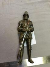 vintage metal knight with sword figure detailed