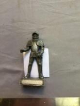 vintage pewter knight figure marked on back