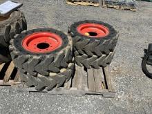 (4) Used Solid Skid Steer Tires