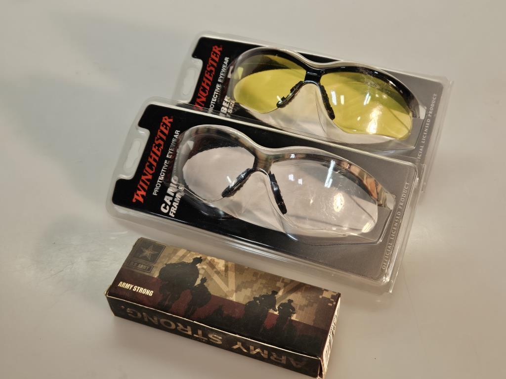 Winchester Eyewear Protection & Army Strong Knife