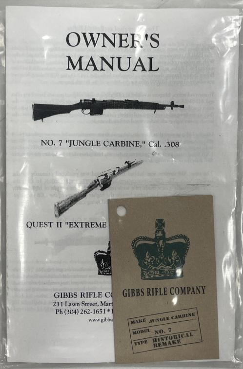 Gibbs No. 7 Jungle Carbine 7.62 x 51 Nato 308 Win