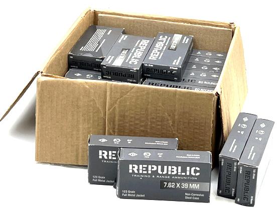 500 Rounds Republic 7.62 x 39mm 123 Grain Ammo