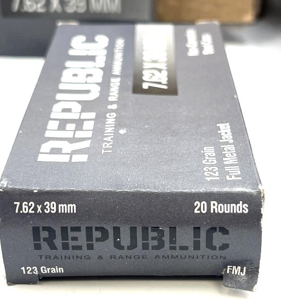 500 Rounds Republic 7.62 x 39mm 123 Grain Ammo