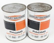 (2) Harley-Davidson 1qt Racing Motor Oil Cans