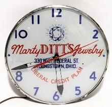 Vintage Marty Ditt's Jewelry Advertising Pam Clock