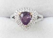18K Gold 1.59 CT Kashmir Sapphire & Diamond Ring