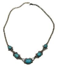 Sterling Silver Turquoise and Quartz Necklace