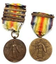 (2) WW I Victory Medals with Ribbons