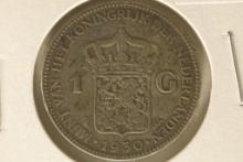 1930 NETHERLANDS SILVER 1 GULDEN .2315 OZ. ASW