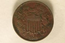 1866 US TWO CENT PIECE AU 2025 REDBOOK RETAIL IS $