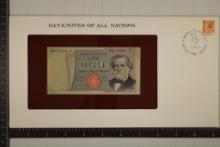 BANK NOTES OF ALL NATIONS 1969 ITALY 1000 LIRE