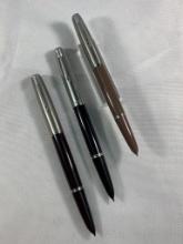 THREE PARKER 51 FOUNTAIN PENS