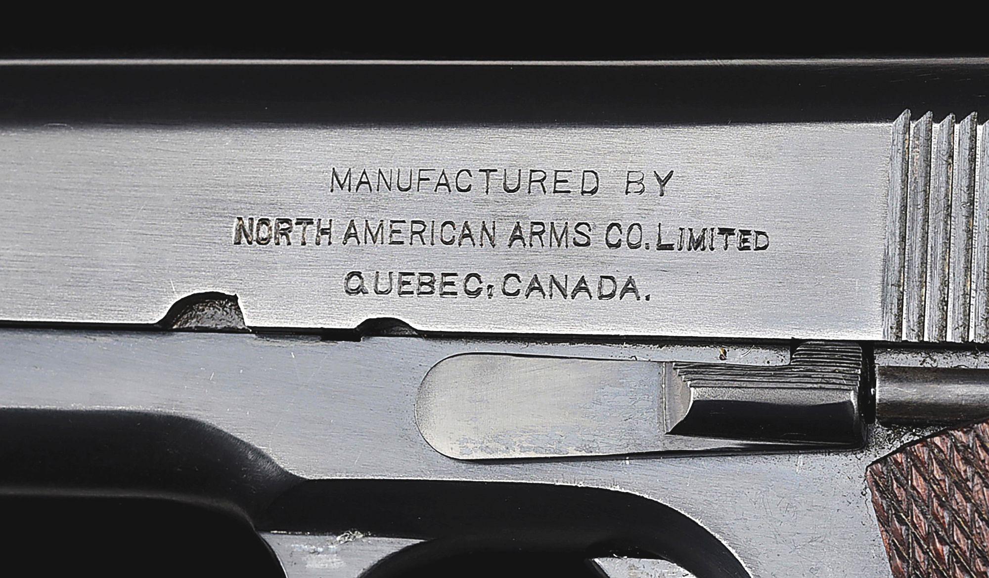 (C) A VERY SCARCE NORTH AMERICAN ARMS 1911 .45 ACP SEMI-AUTOMATIC PISTOL.
