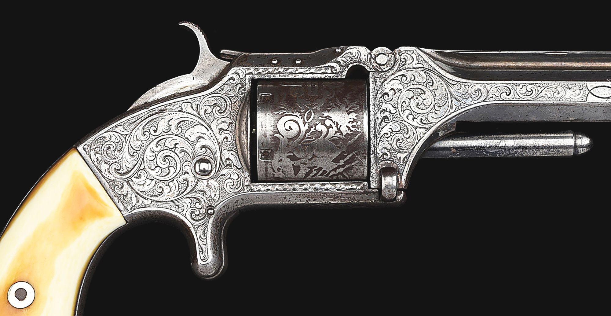 (A) CASED AND ENGRAVED SMITH & WESSON NO. 2 SINGLE ACTION REVOLVER.