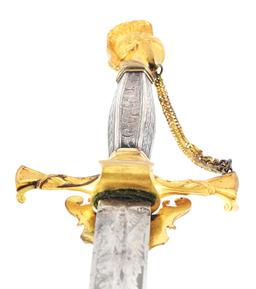 US PRE CIVIL WAR KNIGHT HEAD POMMEL SWORD PRESENTED TO MAJOR GEORGE BRASTOW.