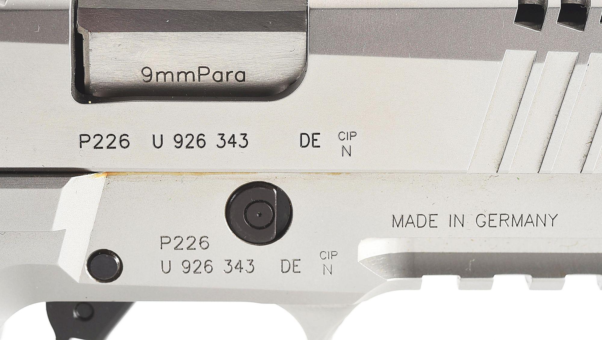 (M) SIG P226 X-FIVE SKELETON 9MM SEMI-AUTOMATIC PISTOL WITH CASE.