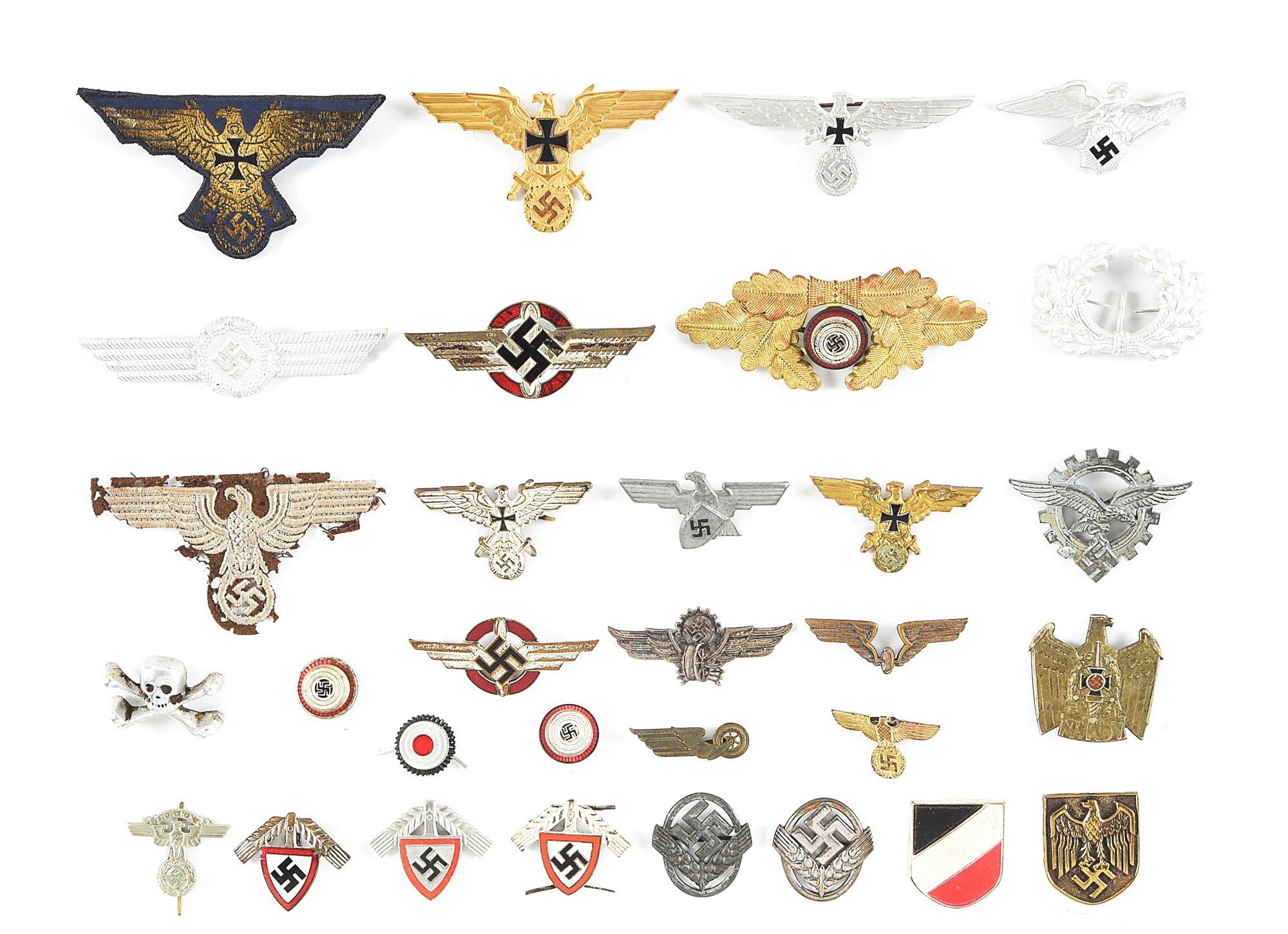 LOT OF MISCELLANEOUS THIRD REICH CAP INSIGNIA.