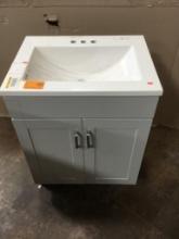 Glacier Bay Penford Single Sink Freestanding Bath Vanity in Pearl Gray w/ Stone Top