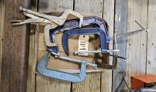 Assortment of Various Sized C-Clamps - up to 8"