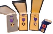 Three US Military Purple Hearts & One Good Conduct Medals (MOS)