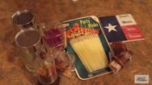 Salt and pepper shakers, toothpick holders, Don't Mess with Texas coaster, and party picks