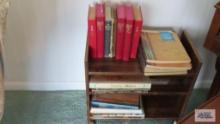 Lot of hymnals, organ music books and roll about stand