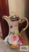 Nippon hand painted chocolate pot with floral design