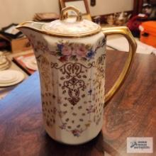 Nippon hand painted chocolate pot with gold trim