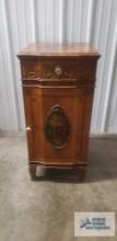 Antique Victorian four...drawer stand with door. 36 in. tall by 17 in. wide by 19 in. deep