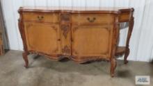 Mahogany buffet. 36-1/2 in. tall by 73 in. long by 21-1/4 in. deep