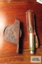 Vintage tire gauge and pulley