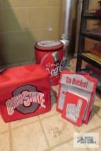 Ohio State soft coolers and Coca-Cola cooler