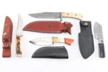 4 Fixed Blade Knives w/ Sheaths